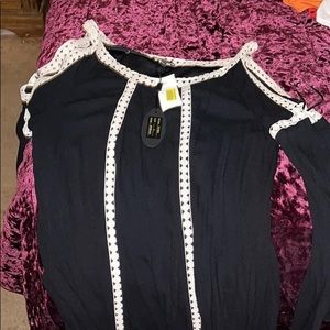 Brand new never worn off the shoulder black and white dress.